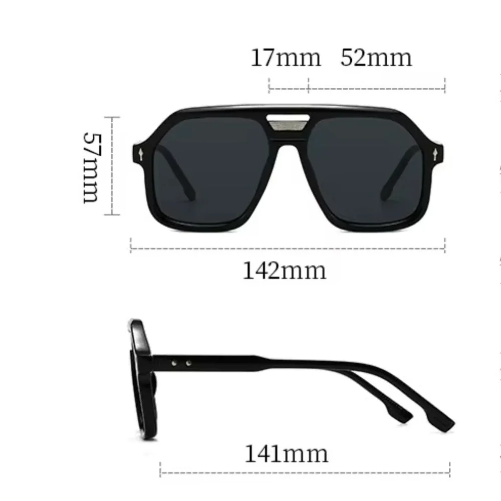 Oversized‎ Black Aviator Sunglasses Women Shades Flat Top Square Frames Female